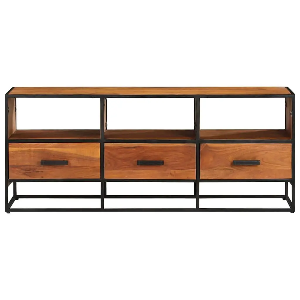 TV Cabinet Rustic Industrial 110x30x45 cm Brown Solid Acacia Wood with 3 Drawers 3 Shelves