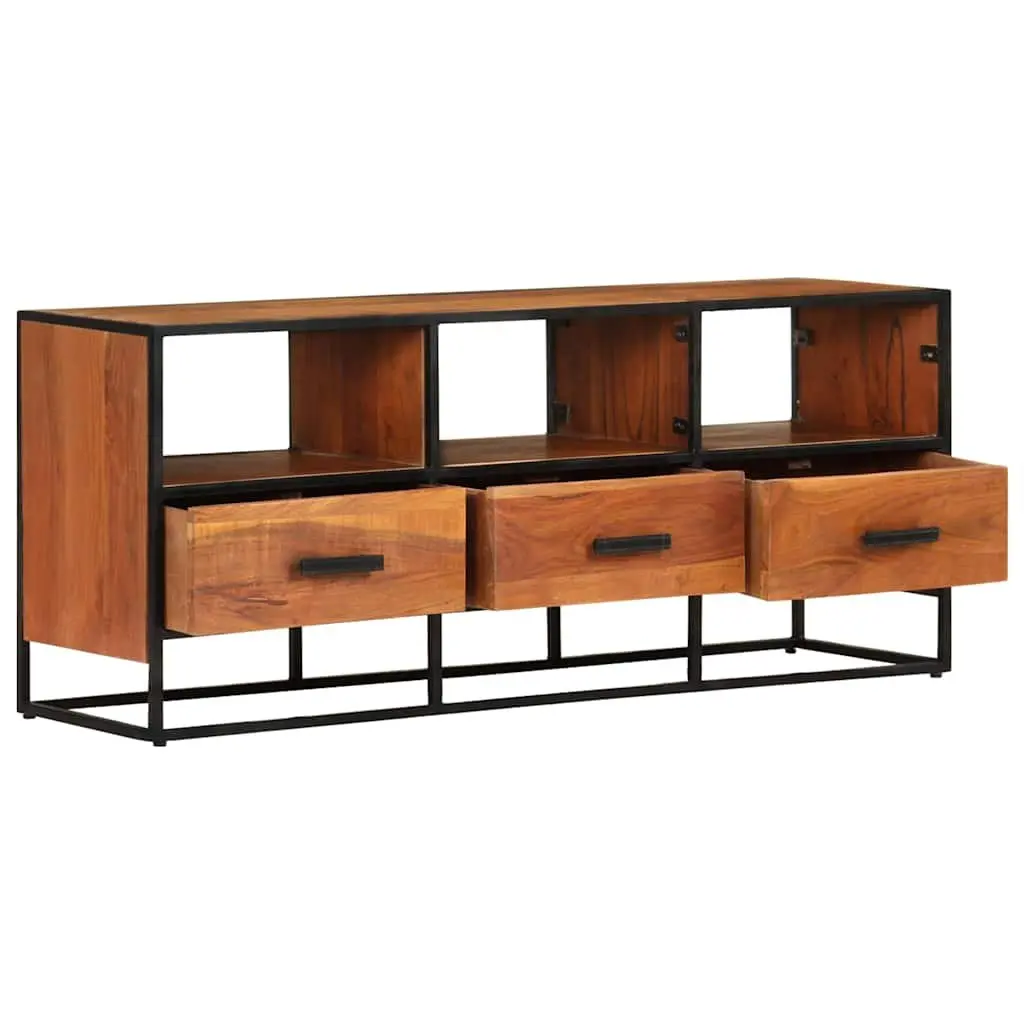 TV Cabinet Rustic Industrial 110x30x45 cm Brown Solid Acacia Wood with 3 Drawers 3 Shelves