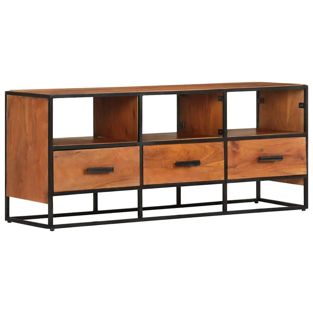 TV Cabinet Rustic Industrial 110x30x45 cm Brown Solid Acacia Wood with 3 Drawers 3 Shelves