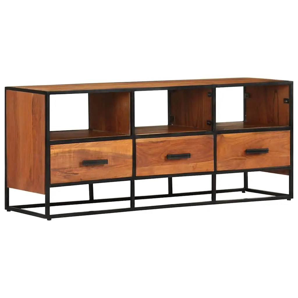 TV Cabinet Rustic Industrial 110x30x45 cm Brown Solid Acacia Wood with 3 Drawers 3 Shelves