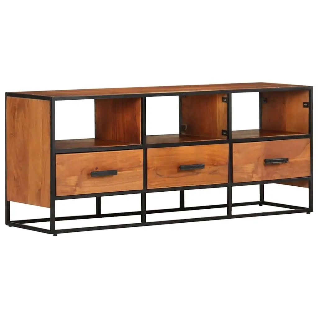 TV Cabinet Rustic Industrial 110x30x45 cm Brown Solid Acacia Wood with 3 Drawers 3 Shelves