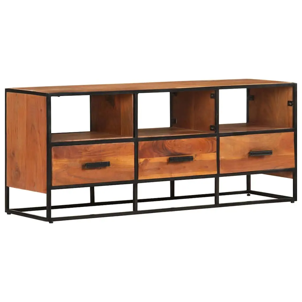 TV Cabinet Rustic Industrial 110x30x45 cm Brown Solid Acacia Wood with 3 Drawers 3 Shelves