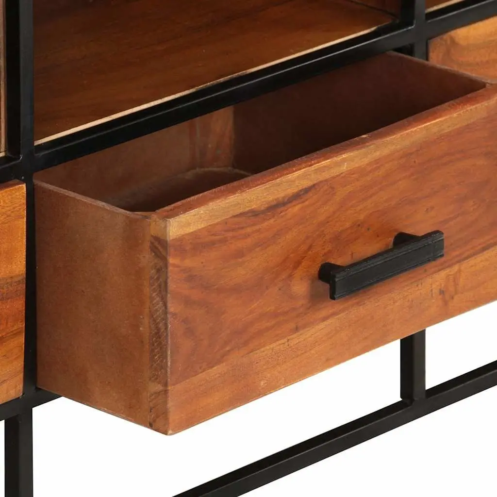 TV Cabinet Rustic Industrial 110x30x45 cm Brown Solid Acacia Wood with 3 Drawers 3 Shelves