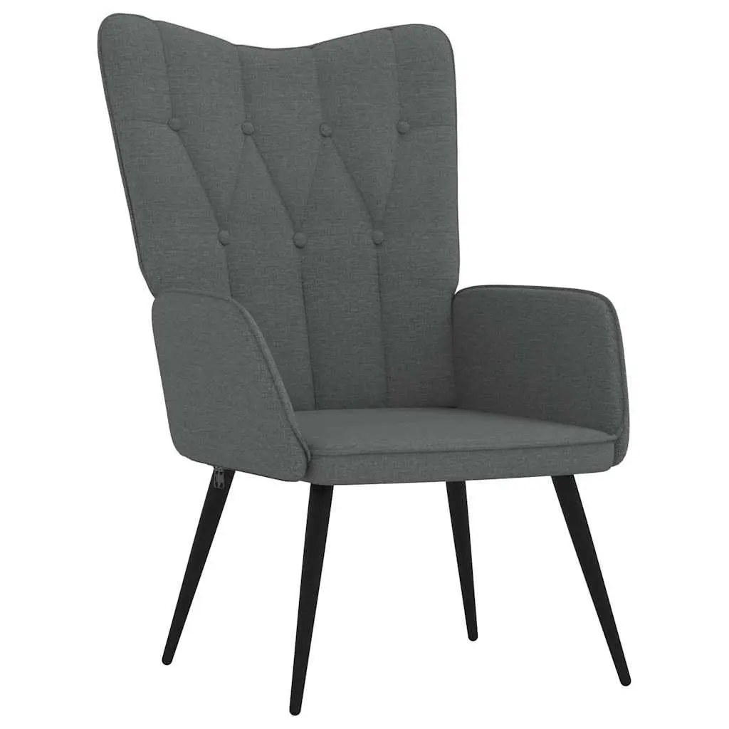 Grey Fabric Armchair with Stool Set