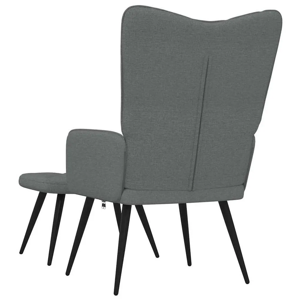 Grey Fabric Armchair with Stool Set