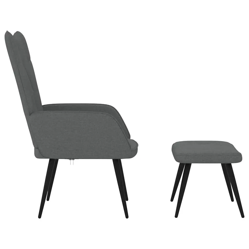 Grey Fabric Armchair with Stool Set