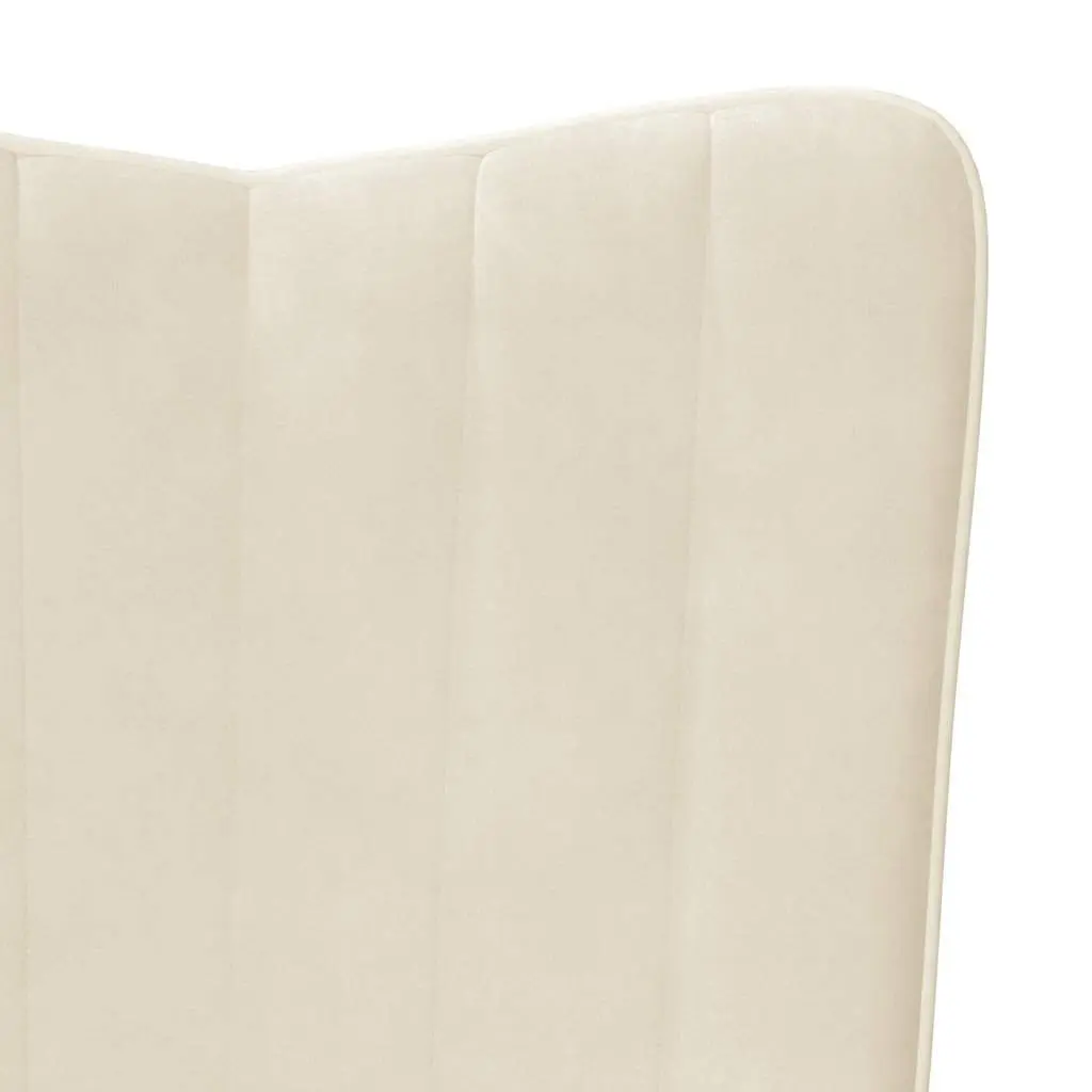 Rocking Chair White Velvet Padded Armchair Steel Frame Wooden Rocking Rails