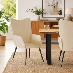 Cream Fabric Upholstered Relaxing Armchair
