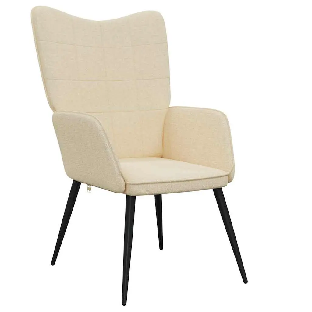 Relaxing Armchair Cream Fabric Padded Foam Upholstered Modern Lounge Chair