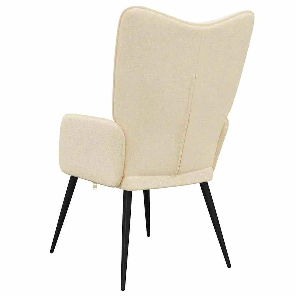 Relaxing Armchair Cream Fabric Padded Foam Upholstered Modern Lounge Chair