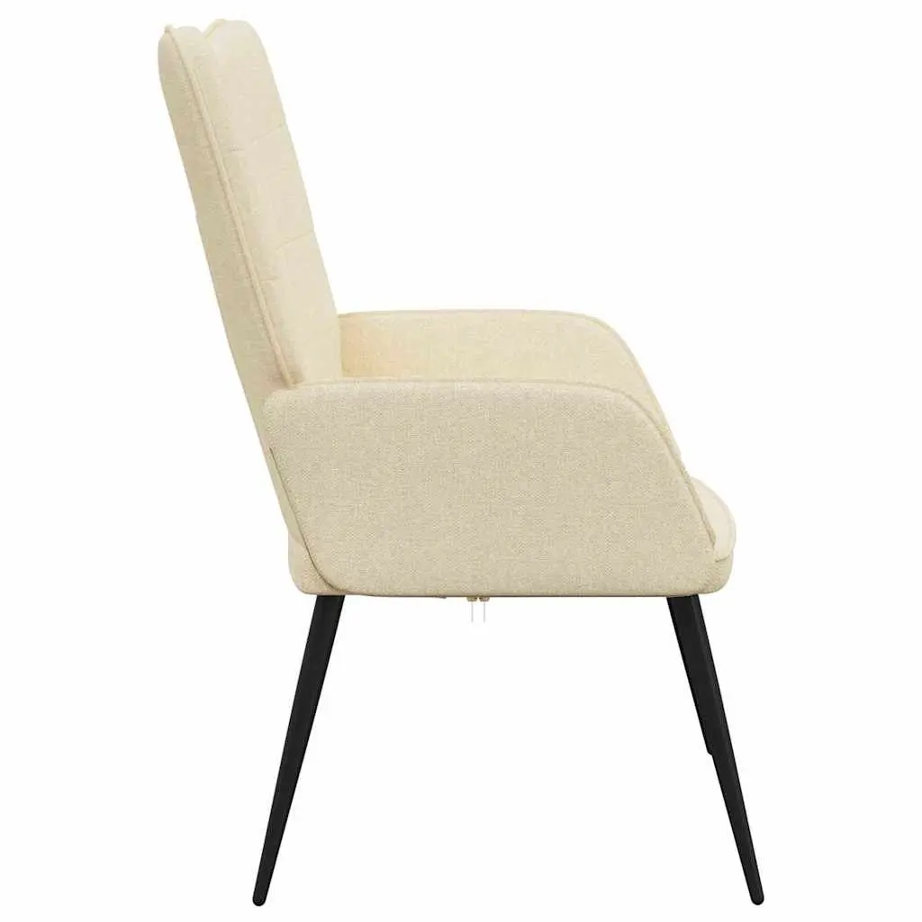 Relaxing Armchair Cream Fabric Padded Foam Upholstered Modern Lounge Chair