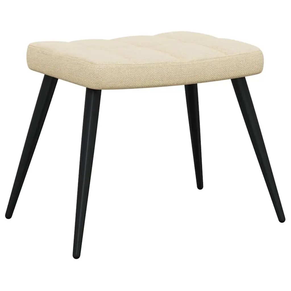 Cream Upholstered Armchair with Matching Stool