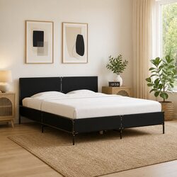 Black Engineered Wood Bed Frame 150x200 cm