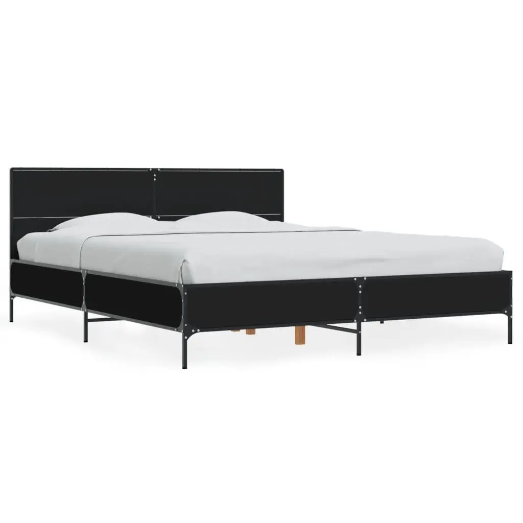 Black Engineered Wood Bed Frame 150x200 cm