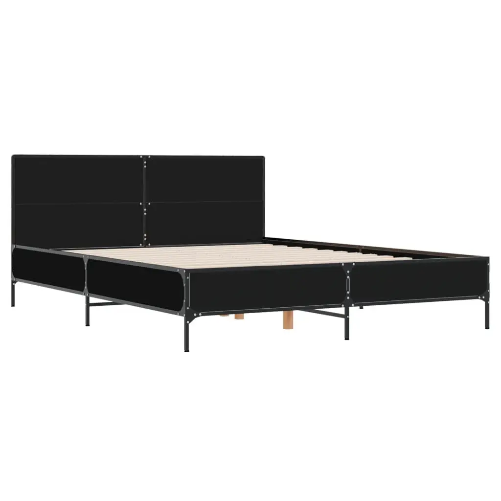 Black Engineered Wood Bed Frame 150x200 cm