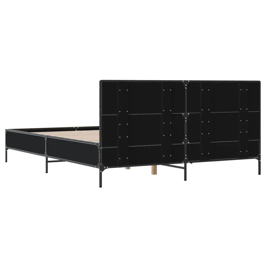 Black Engineered Wood Bed Frame 150x200 cm