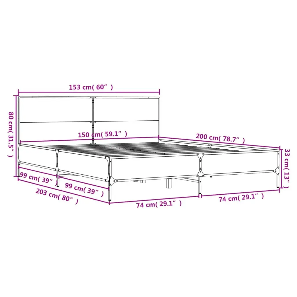 Black Engineered Wood Bed Frame 150x200 cm
