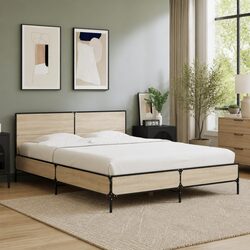 Brown Sonoma Oak Bed Frame 150x200 cm with Headboard