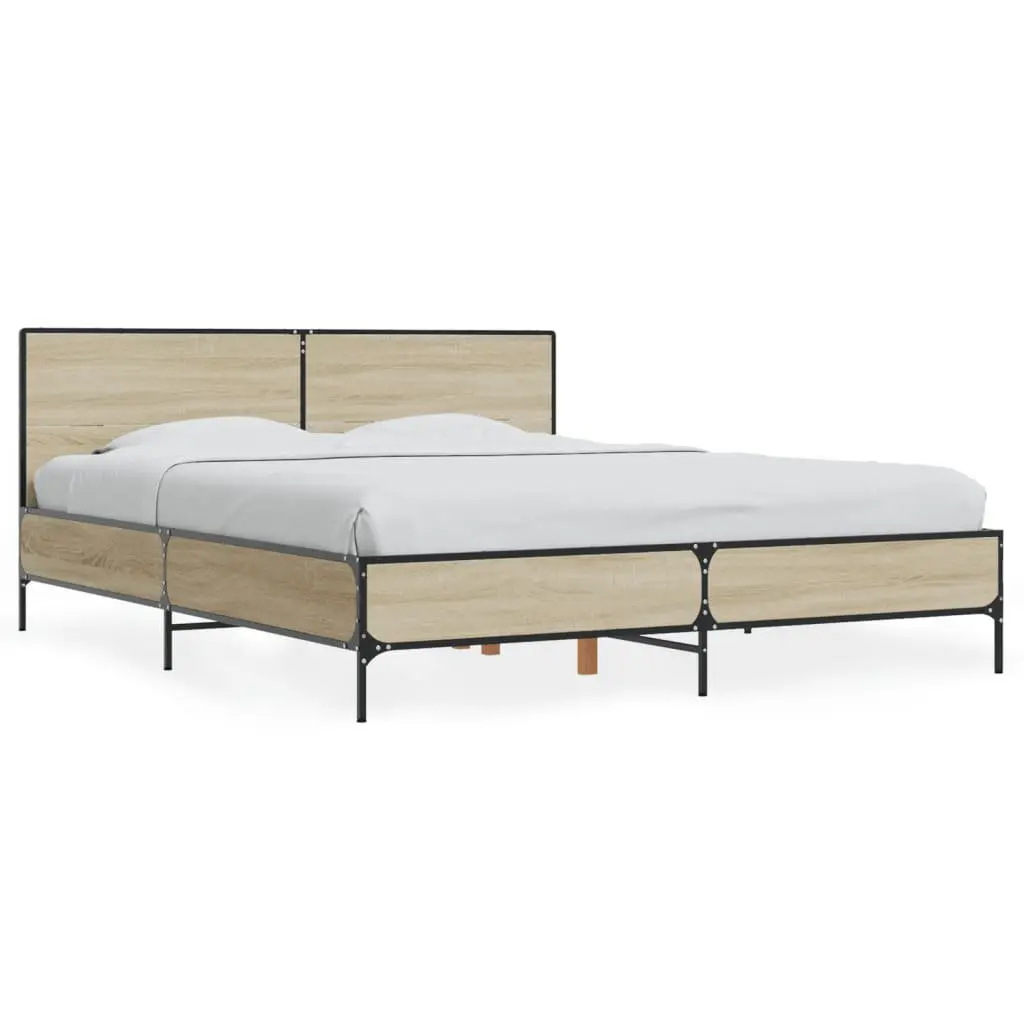 Brown Sonoma Oak Bed Frame 150x200 cm with Headboard