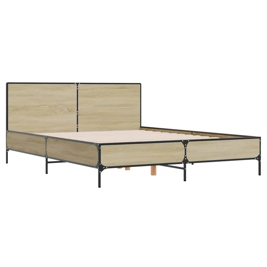 Brown Sonoma Oak Bed Frame 150x200 cm with Headboard