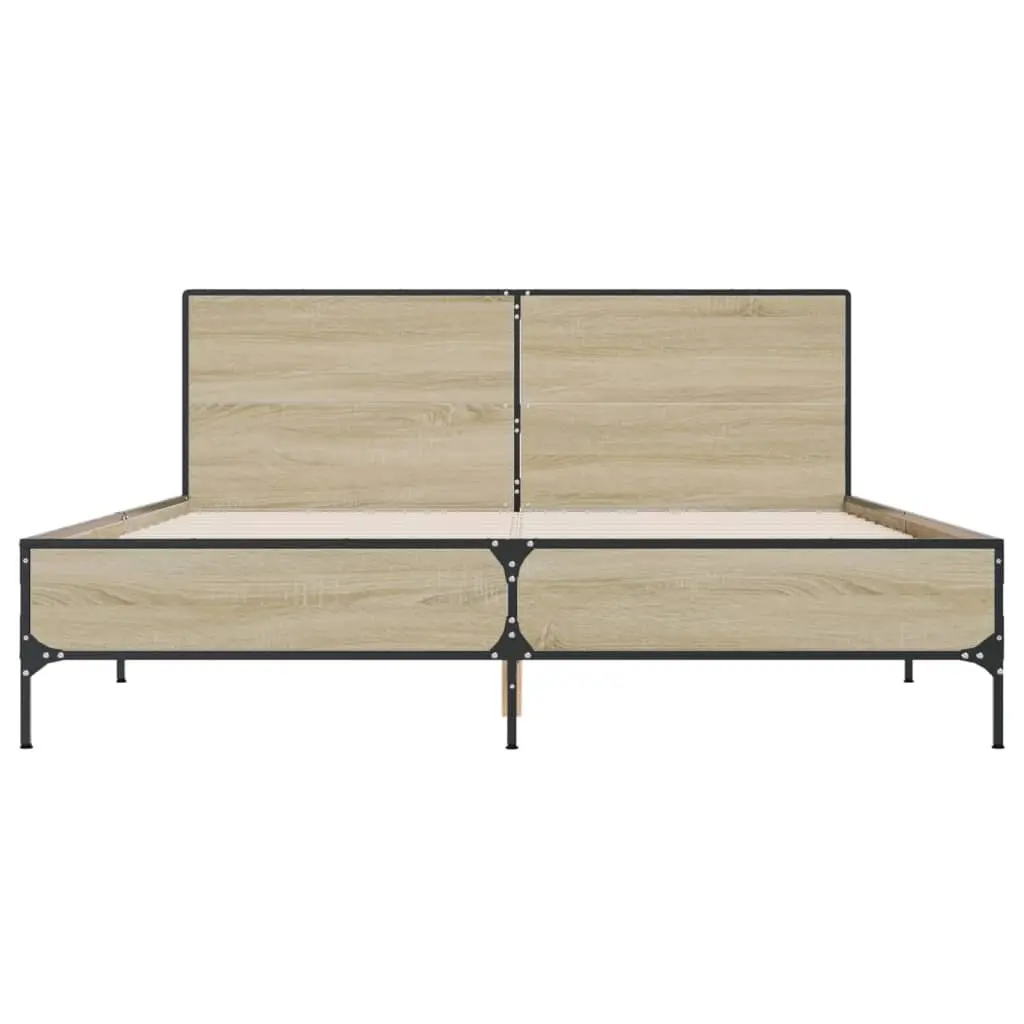 Brown Sonoma Oak Bed Frame 150x200 cm with Headboard