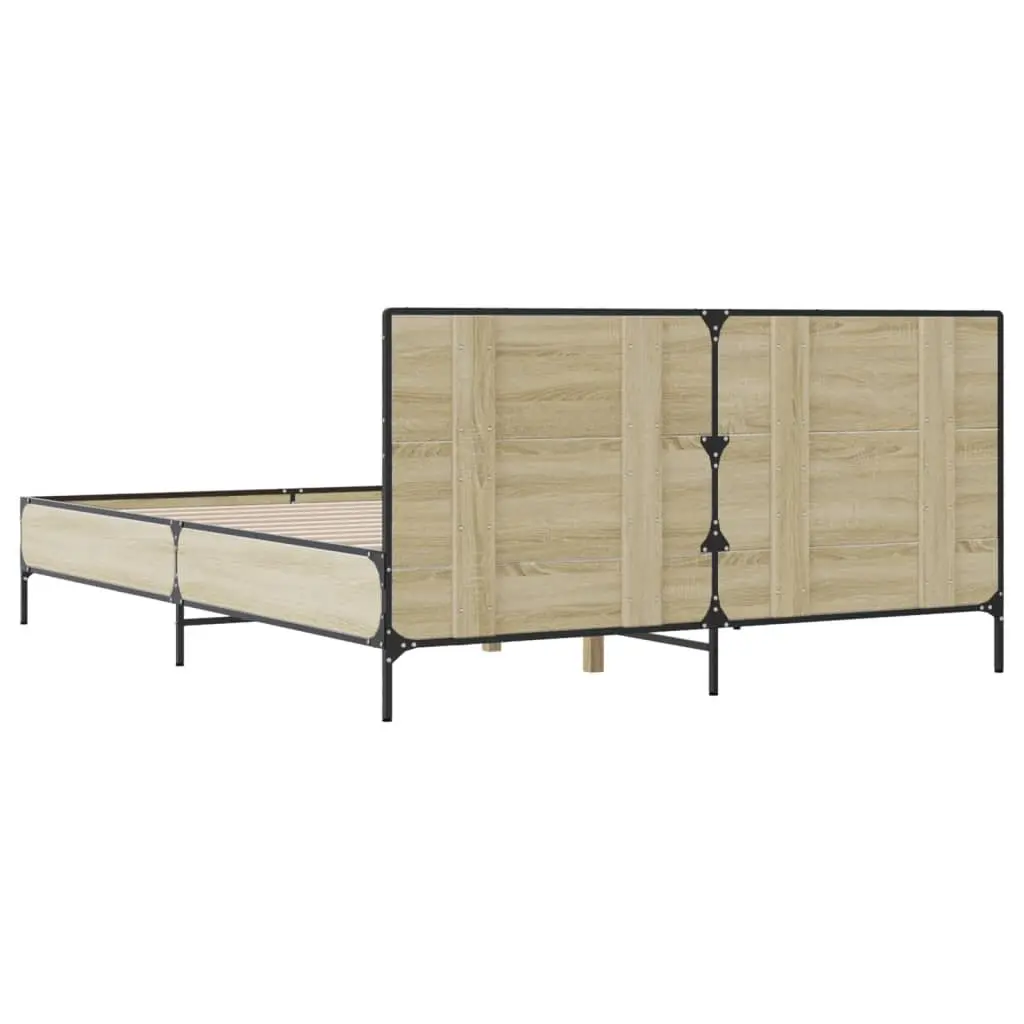 Brown Sonoma Oak Bed Frame 150x200 cm with Headboard