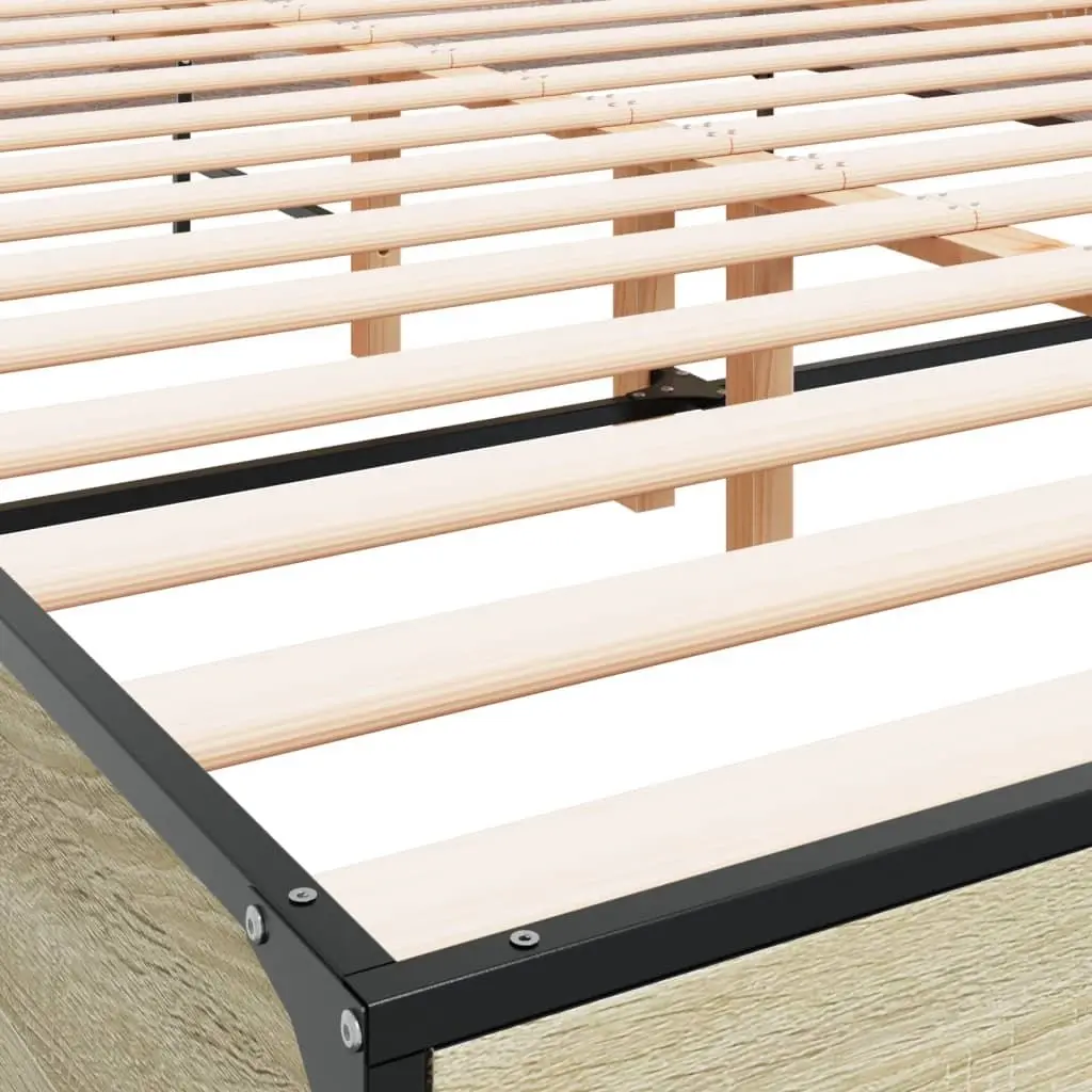 Brown Sonoma Oak Bed Frame 150x200 cm with Headboard