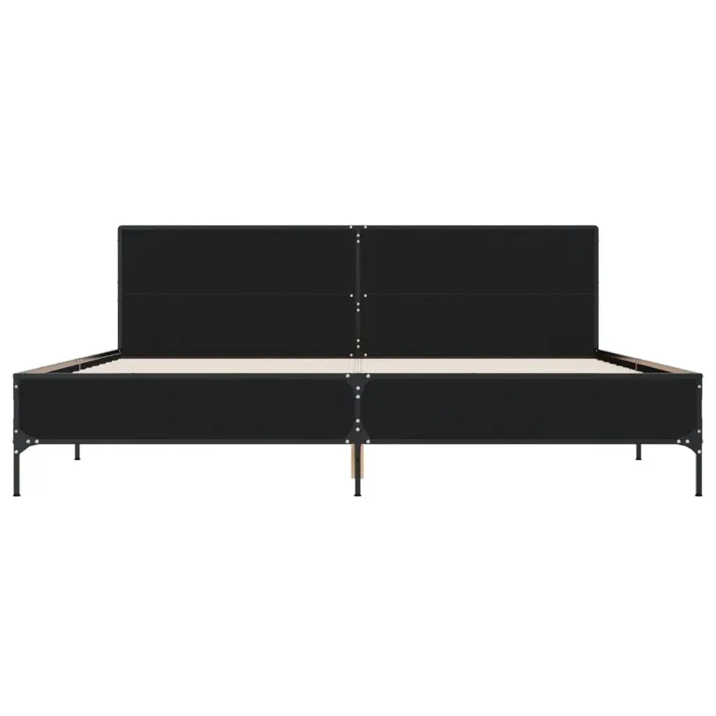King Bed Frame in Black 183x203 cm with Slatted Base