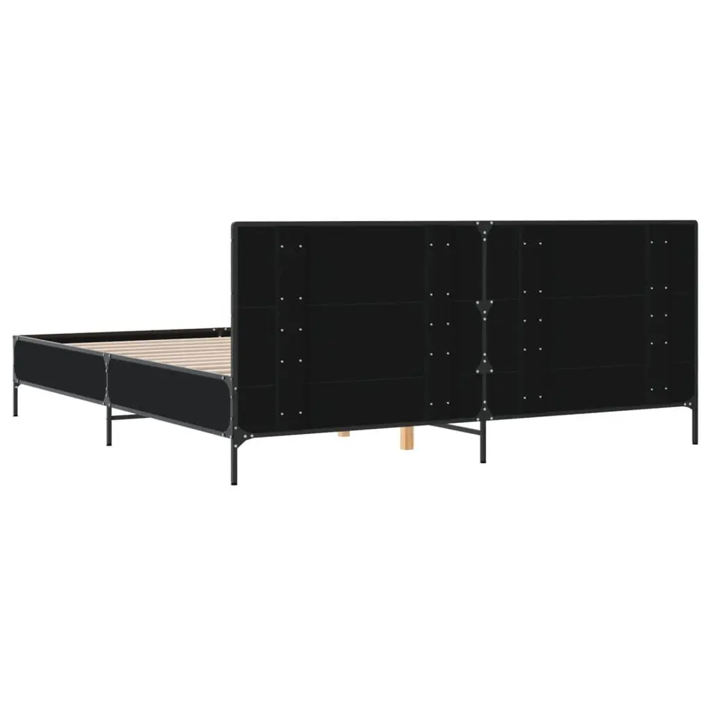 King Bed Frame in Black 183x203 cm with Slatted Base