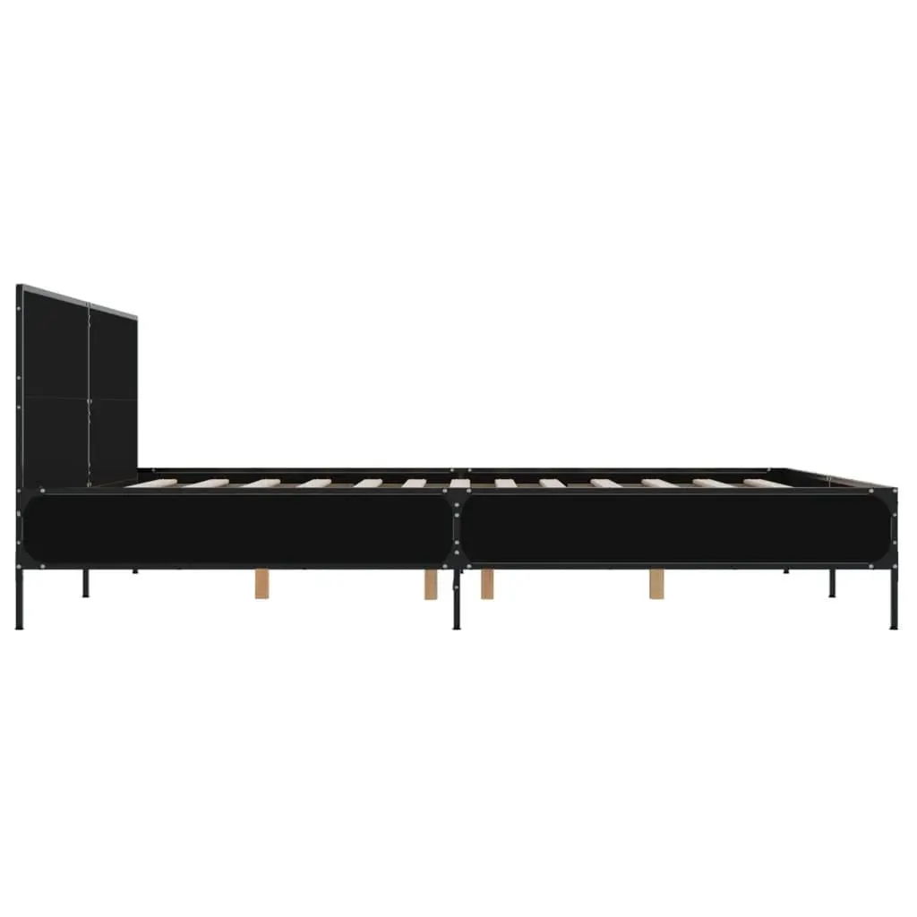 King Bed Frame in Black 183x203 cm with Slatted Base