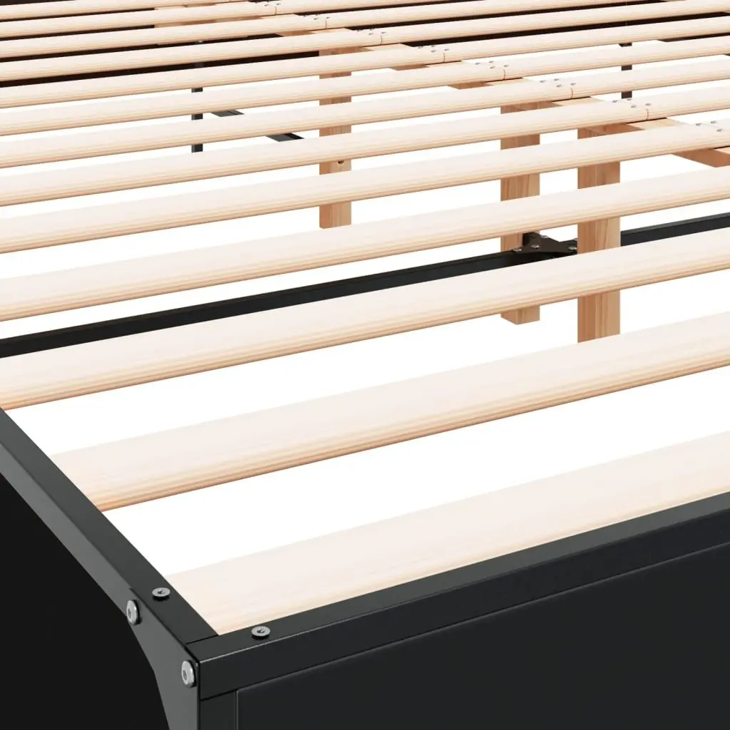 King Bed Frame in Black 183x203 cm with Slatted Base