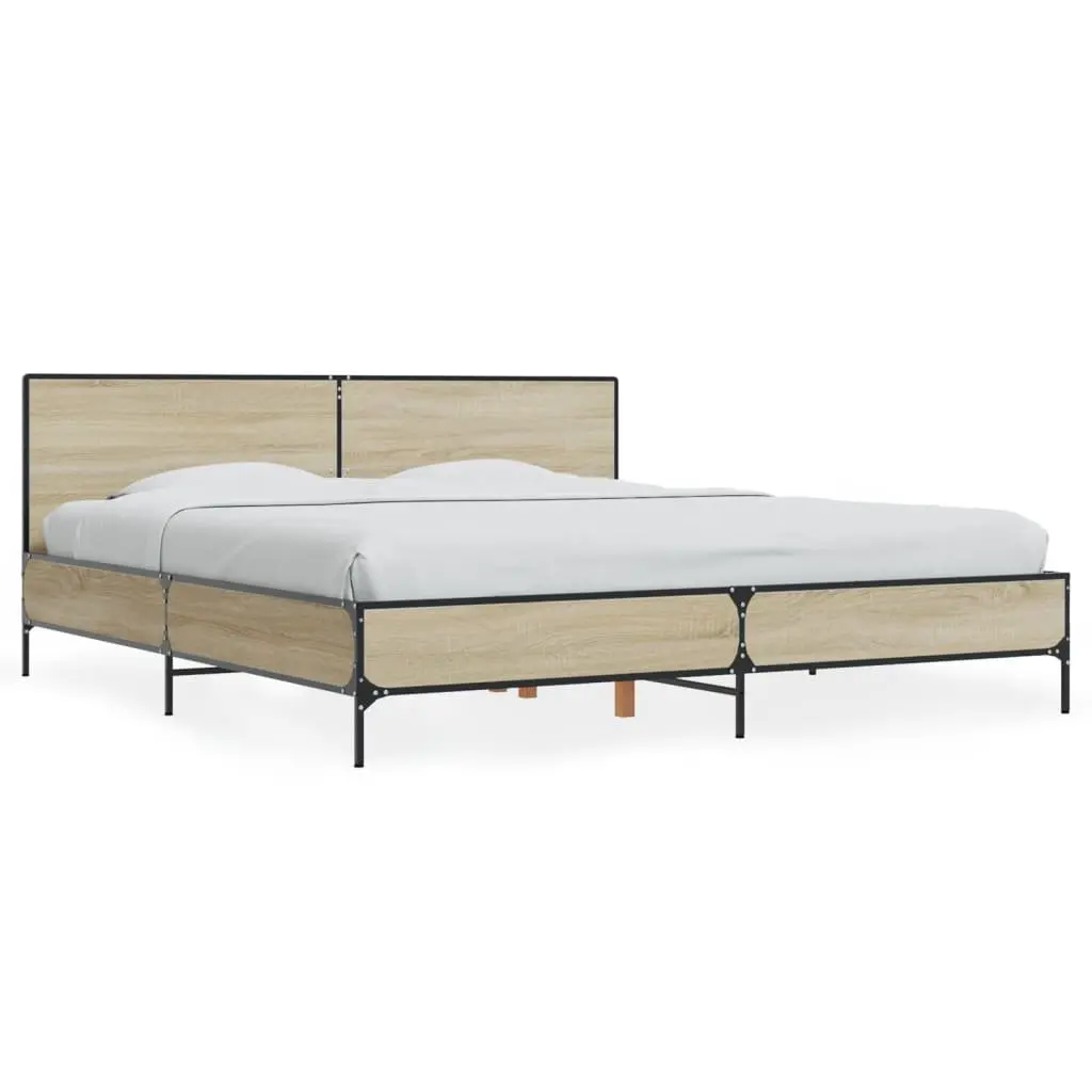 Brown King Bed Frame 183x203cm with Headboard