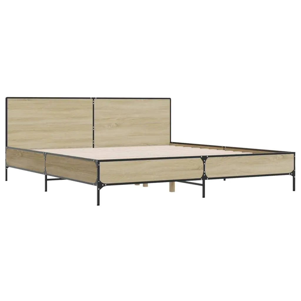 Brown King Bed Frame 183x203cm with Headboard