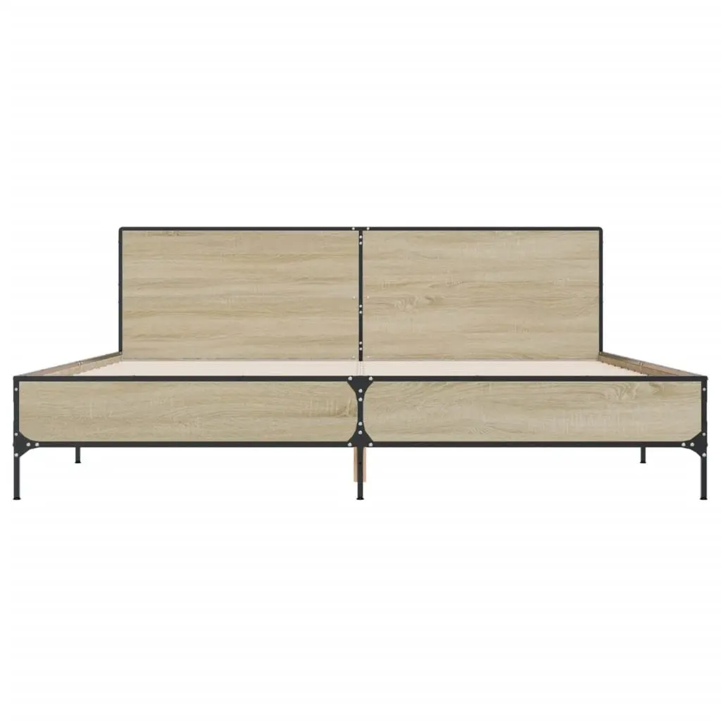 Brown King Bed Frame 183x203cm with Headboard