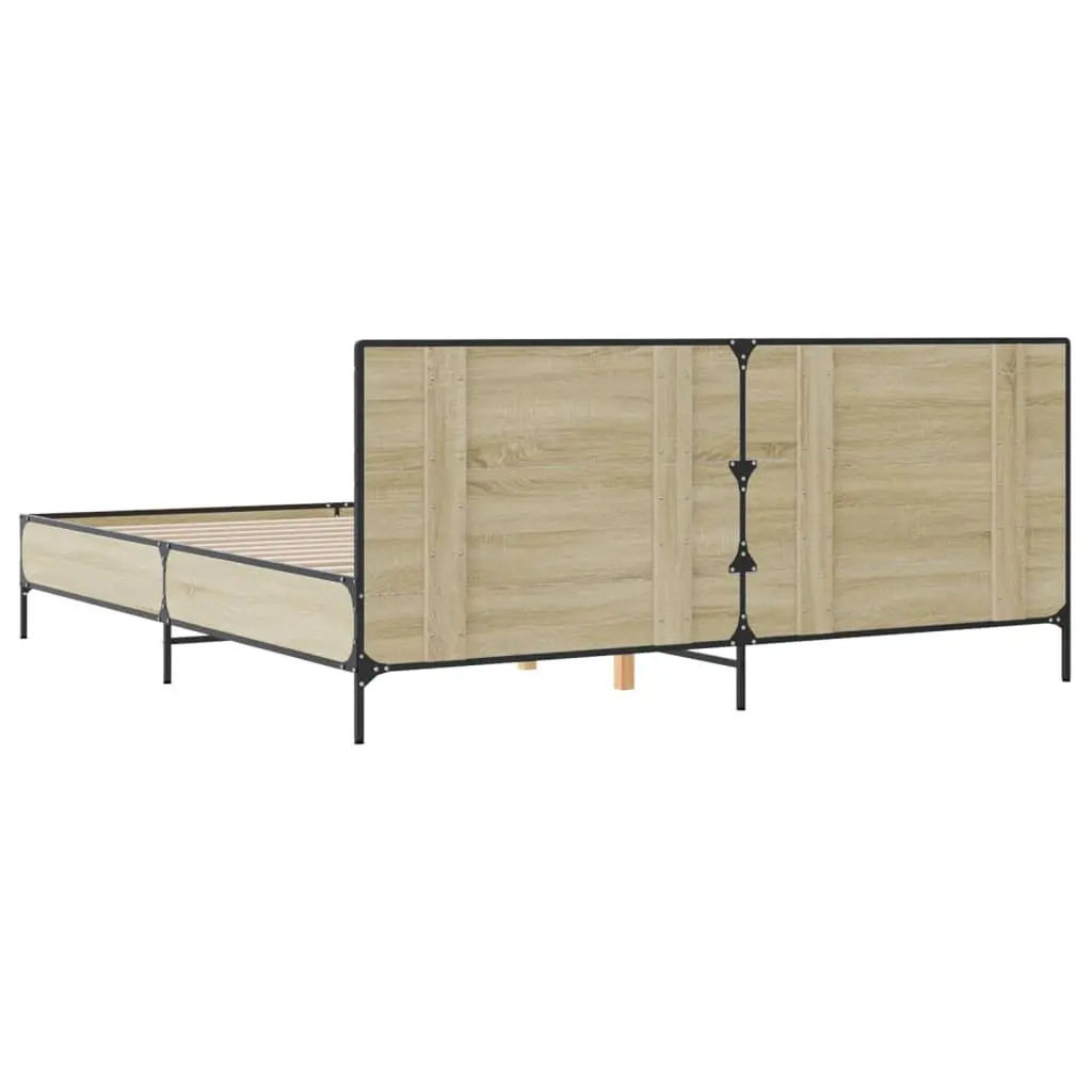 Brown King Bed Frame 183x203cm with Headboard