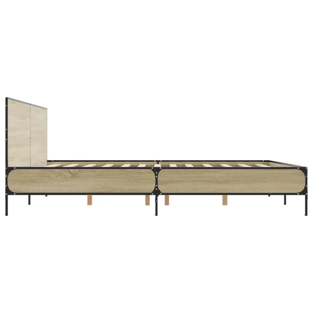 Brown King Bed Frame 183x203cm with Headboard