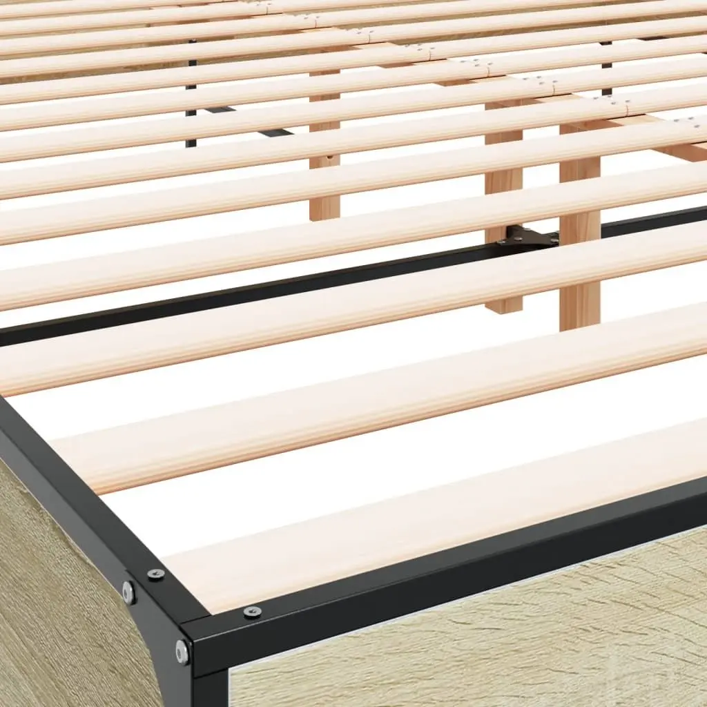 Brown King Bed Frame 183x203cm with Headboard