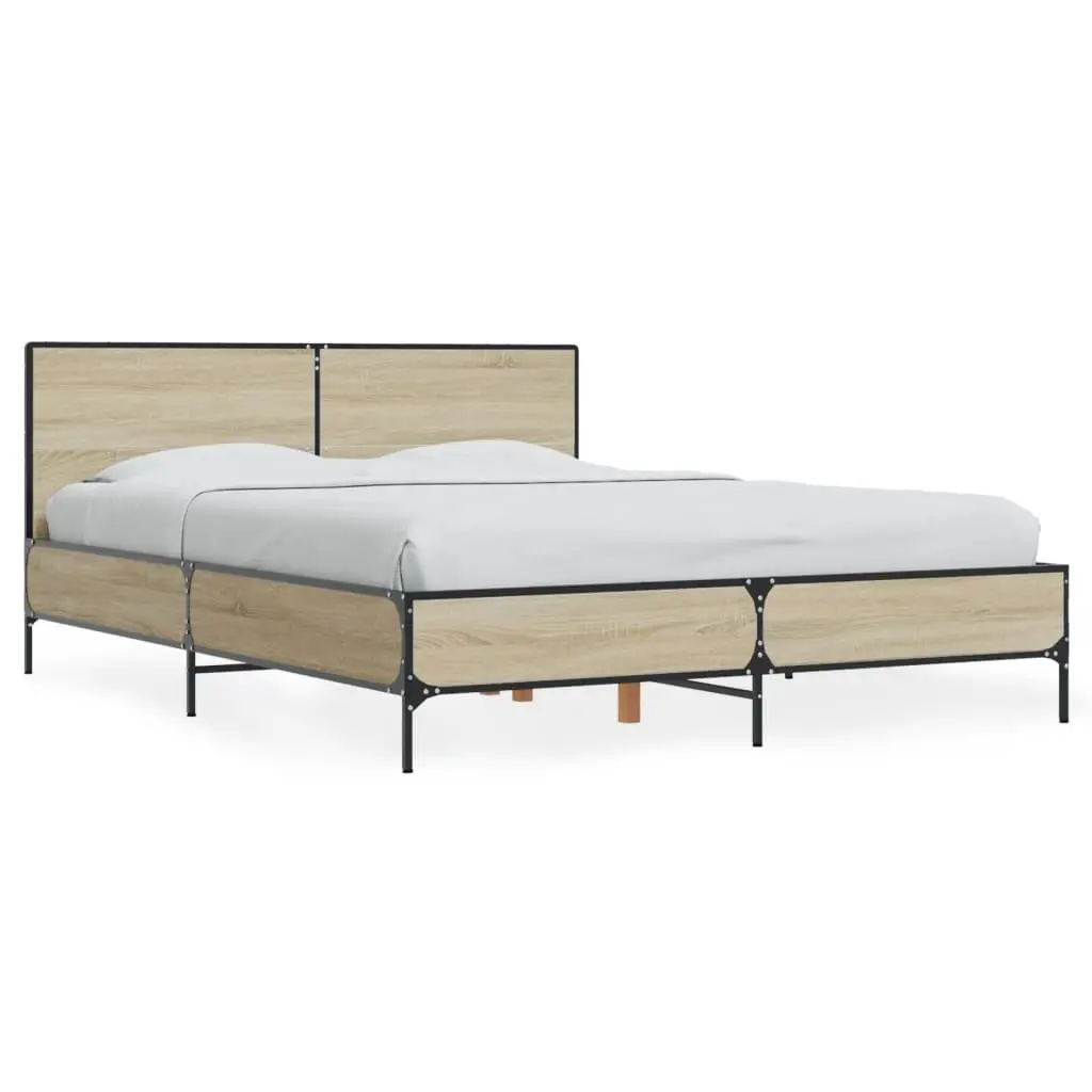 Queen Size Bed Frame with Slatted Base and Headboard