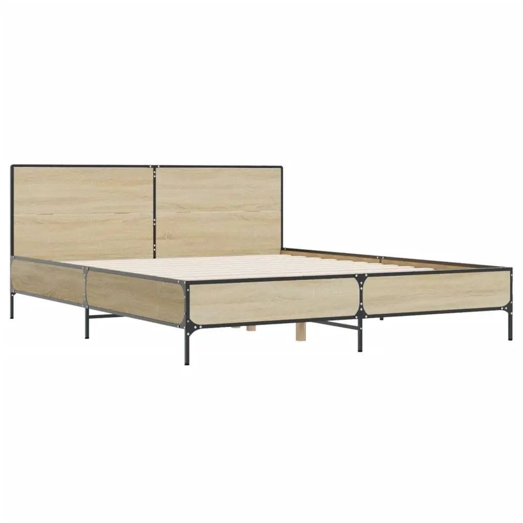 Queen Size Bed Frame with Slatted Base and Headboard