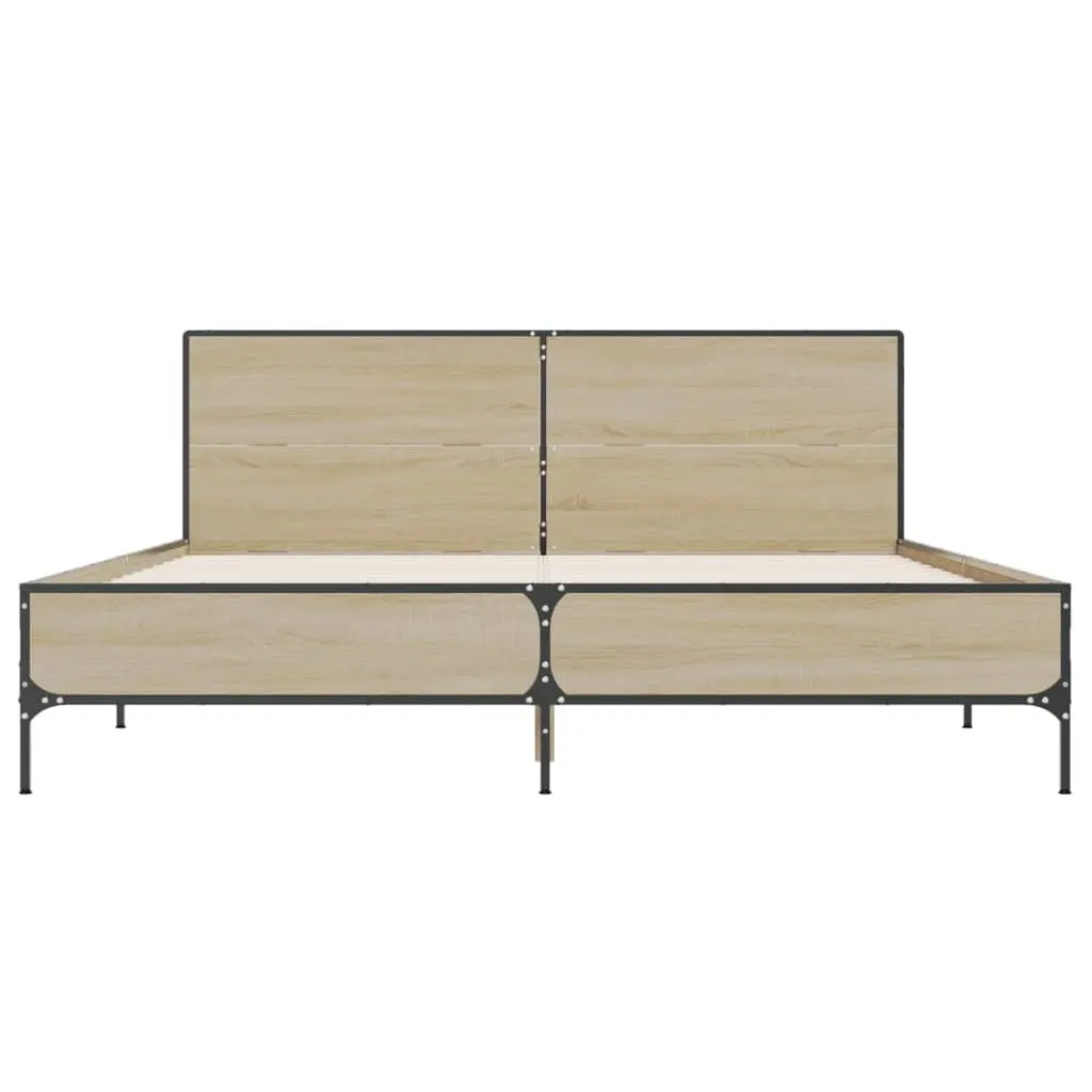 Queen Size Bed Frame with Slatted Base and Headboard