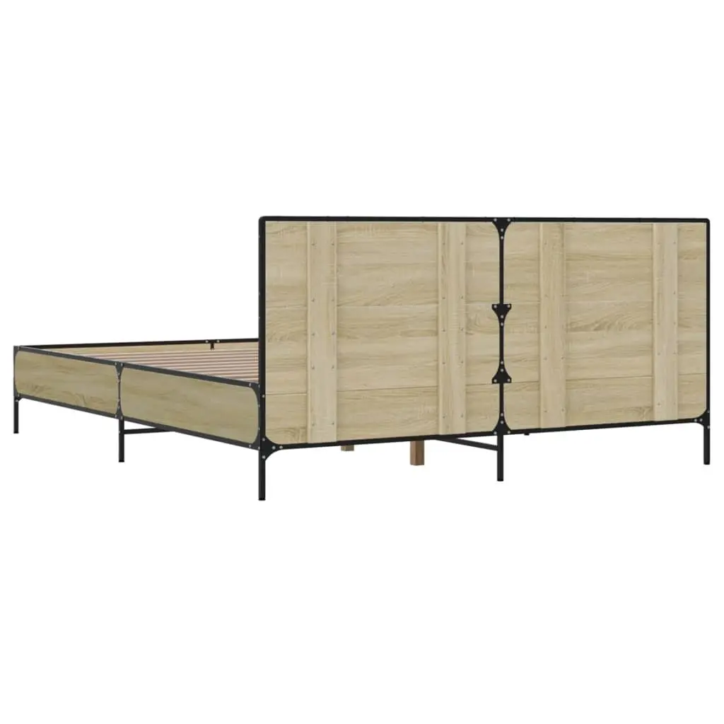 Queen Size Bed Frame with Slatted Base and Headboard