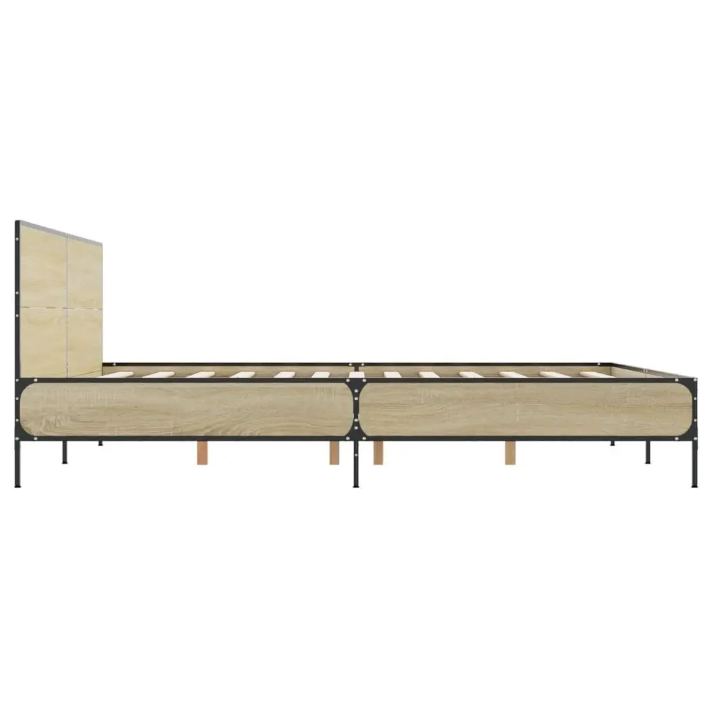 Queen Size Bed Frame with Slatted Base and Headboard