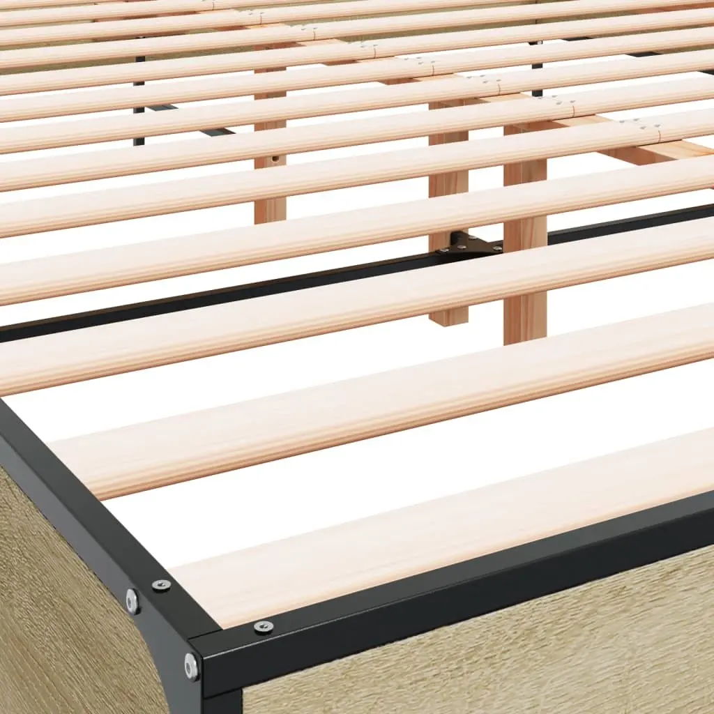 Queen Size Bed Frame with Slatted Base and Headboard