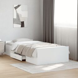 Bed Frame with Storage Drawers White 90x190 cm Bedroom Furniture