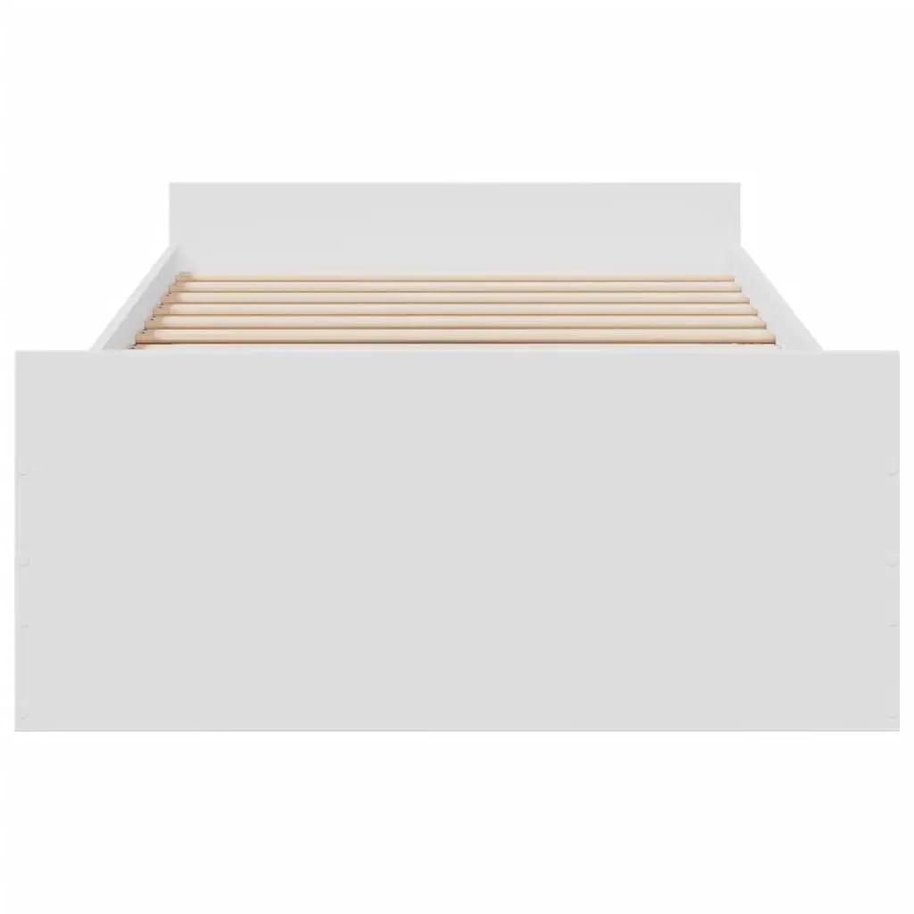 Bed Frame White 90x190 cm Engineered Wood with Storage Drawers