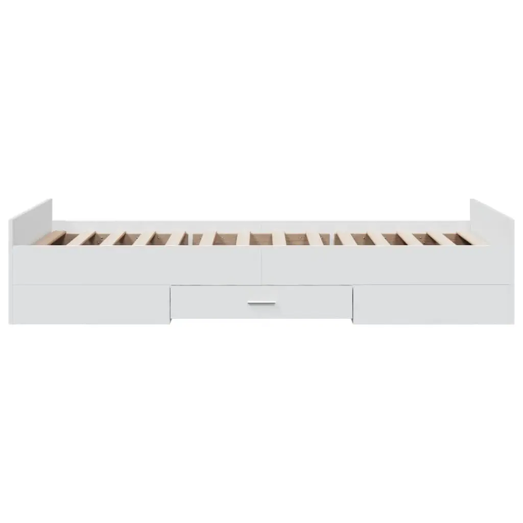 Bed Frame White 90x190 cm Engineered Wood with Storage Drawers