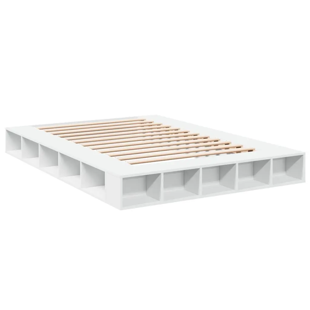Queen Size Bed Frame 150x200 cm with Storage in White