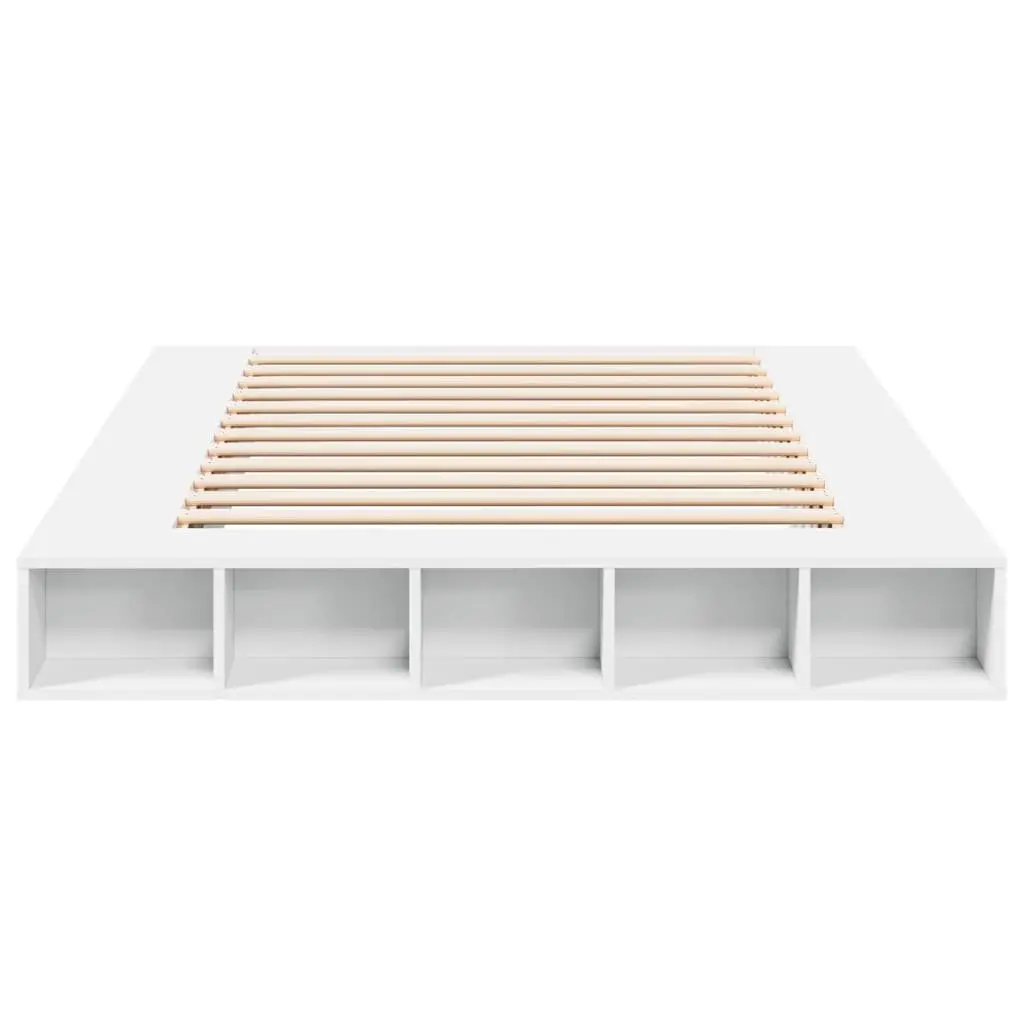 Queen Size Bed Frame 150x200 cm with Storage in White