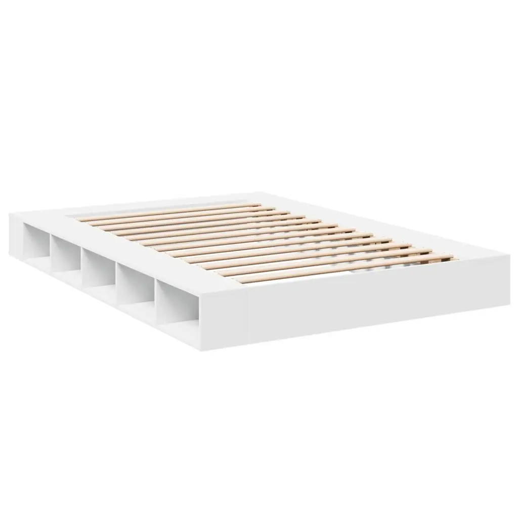Queen Size Bed Frame 150x200 cm with Storage in White
