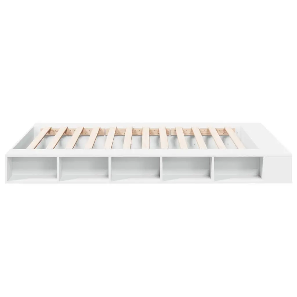 Queen Size Bed Frame 150x200 cm with Storage in White